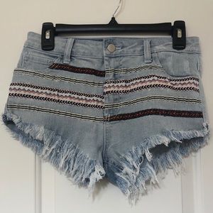 Wet Seal Boho Trim Denim Shorts
